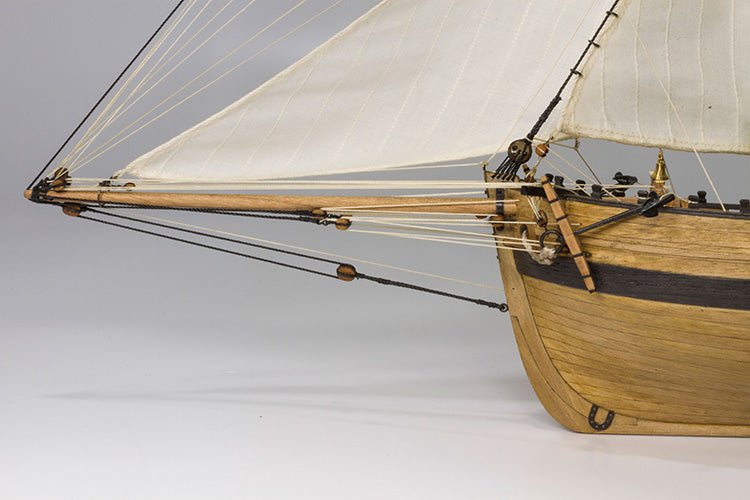 Bow and bowsprit of the completed Master Korabel Avos 1:72 model.