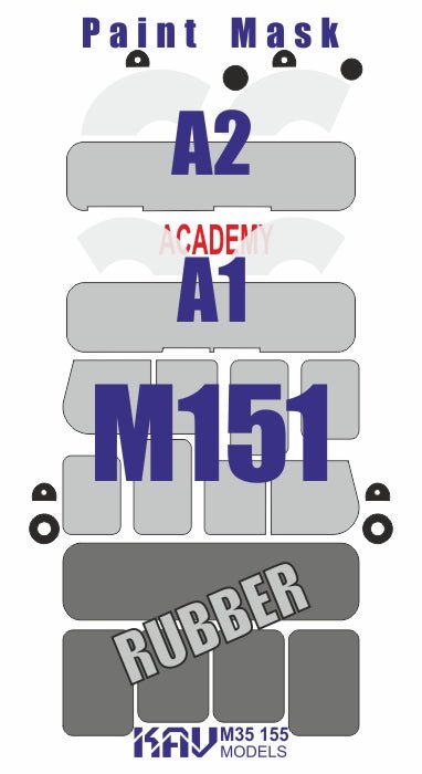 1/35 Paint mask for M151 A1/A2 (Academy) - imodeller.store
