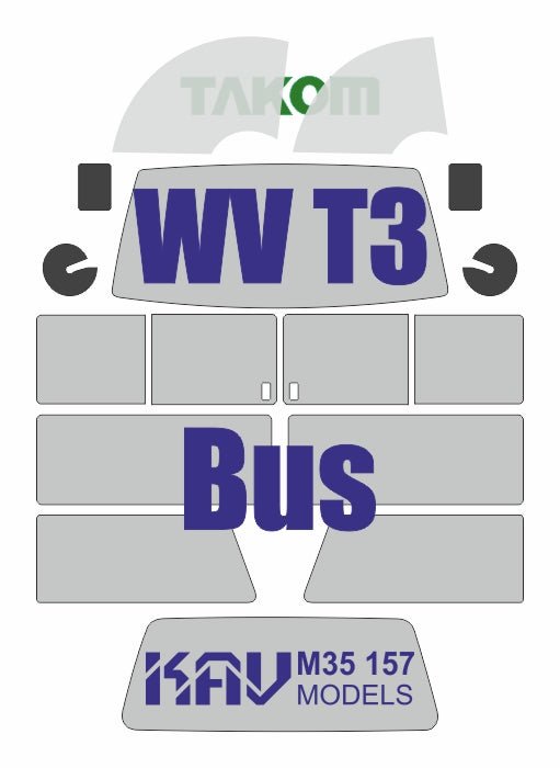 1/35 Paint mask for Volkswagen T3 Transporter Bus / Van (Takom) - imodeller.store
