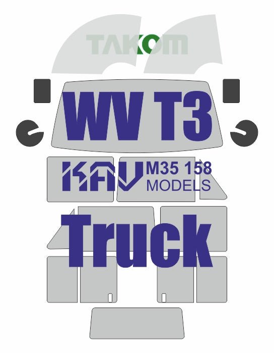 1/35 Paint mask for Volkswagen T3 Transporter Truck (Takom) - imodeller.store