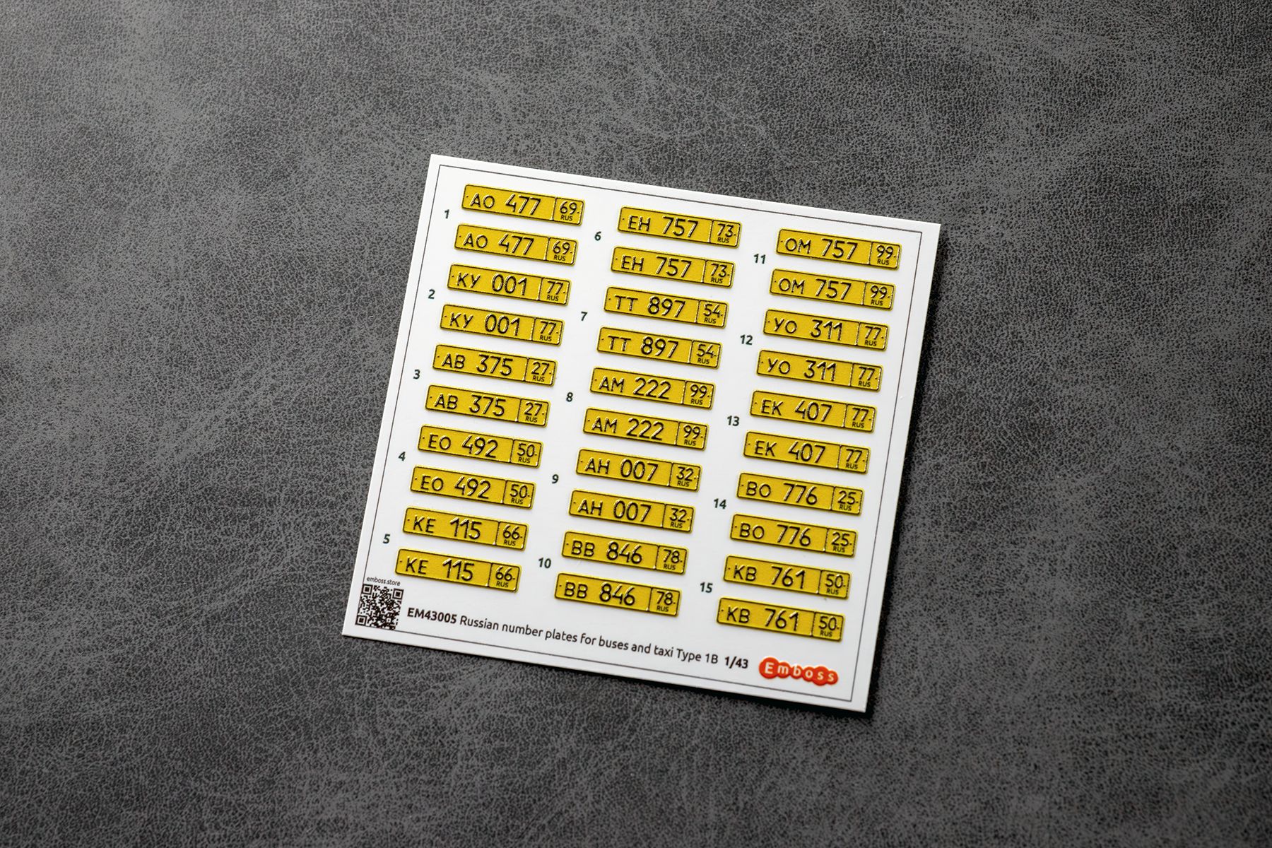 Bus and taxi vehicle registration plates of the Russia 1/43 (3D decal) EM43005