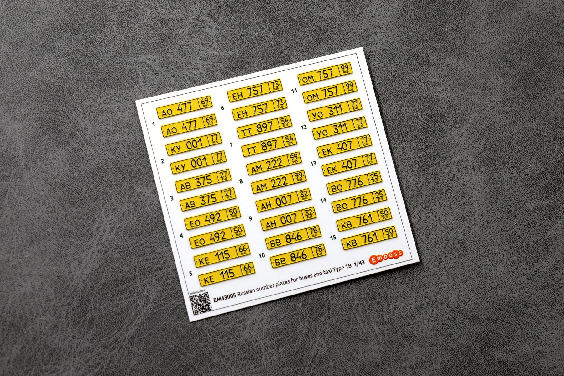 Bus and taxi vehicle registration plates of the Russia 1/43 (3D decal) EM43005