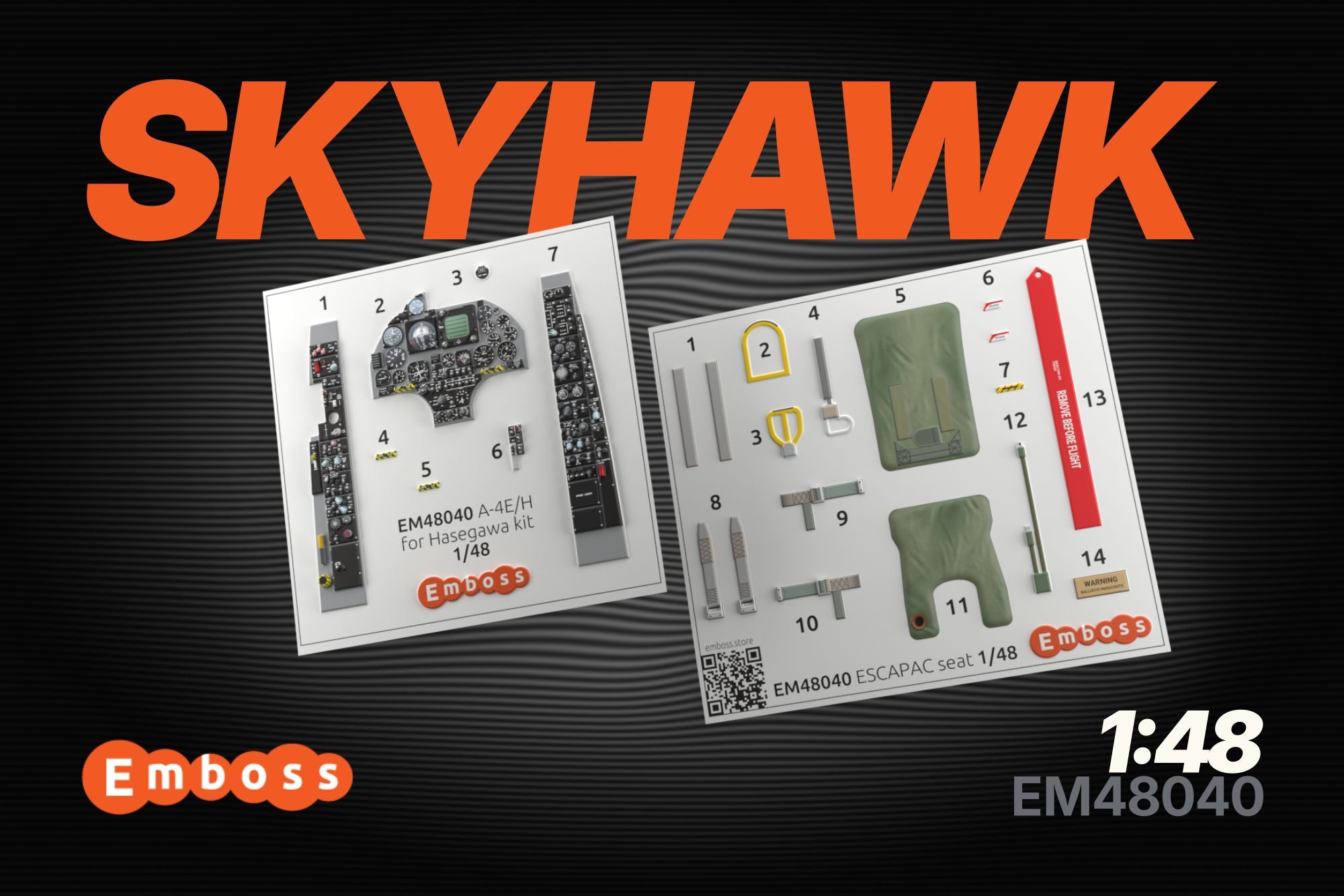 A-4E/H Skyhawk cockpit details for Hasegawa 09522 1/48 (3D decal)