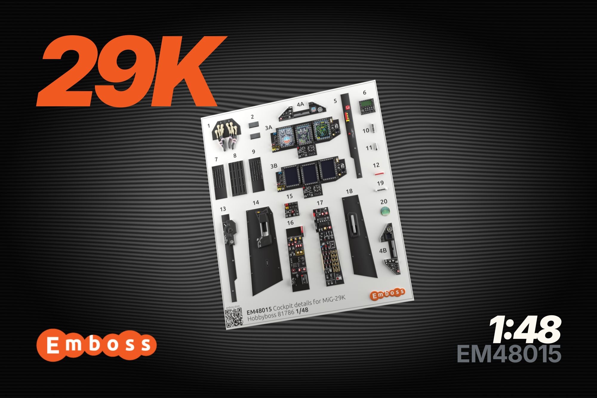 MiG-29K cockpit details set for Hobbyboss 81786 1/48 (3D decal)