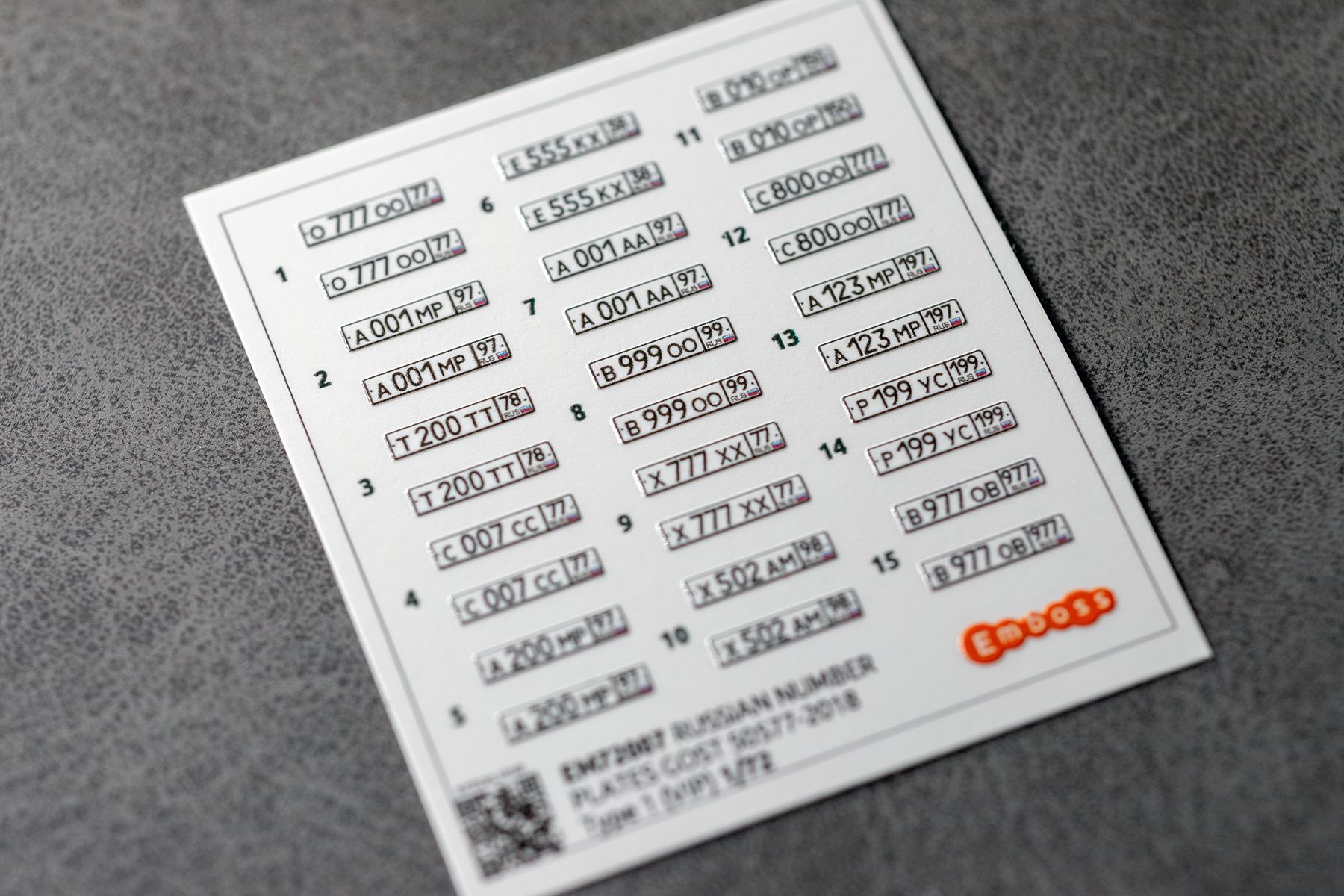 Modern Russian vehicle registration plates (VIP) 1/72 (3D decal)