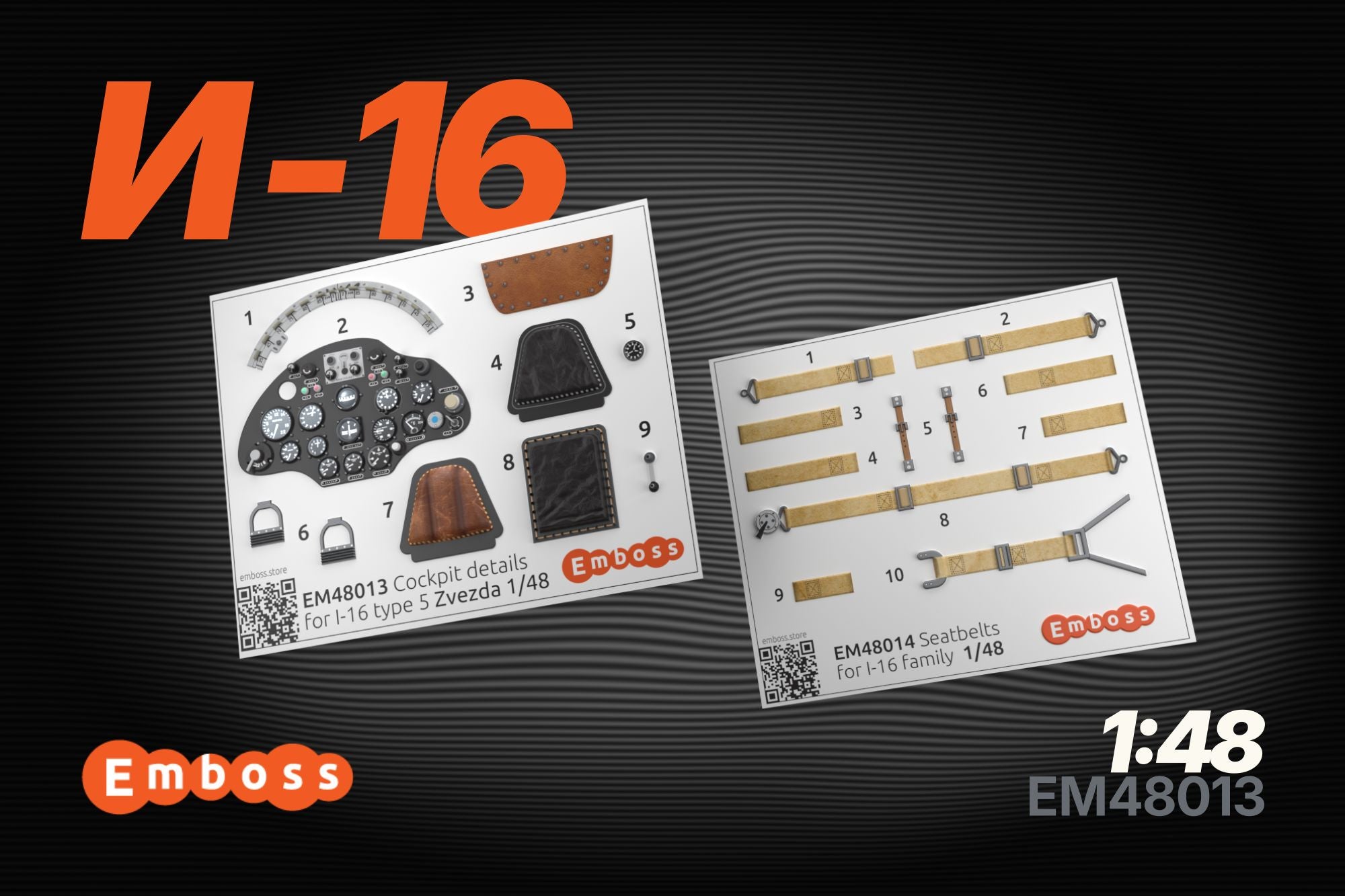 I-16 Type 5 cockpit details set for Zvezda 4832 1/48 (3D decal)