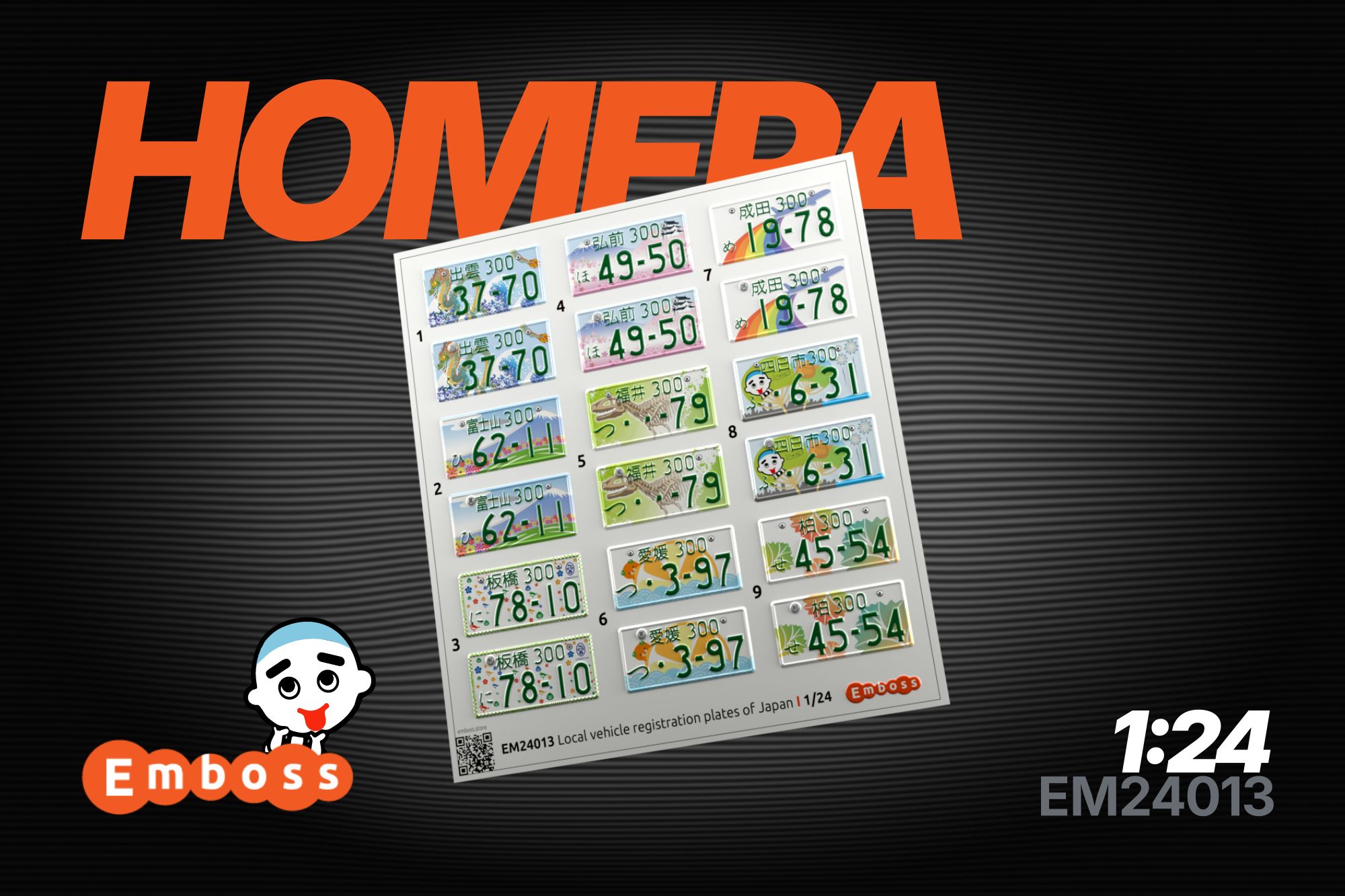 Local Japan vehicle registration plates 1 1/24 (3D decal)