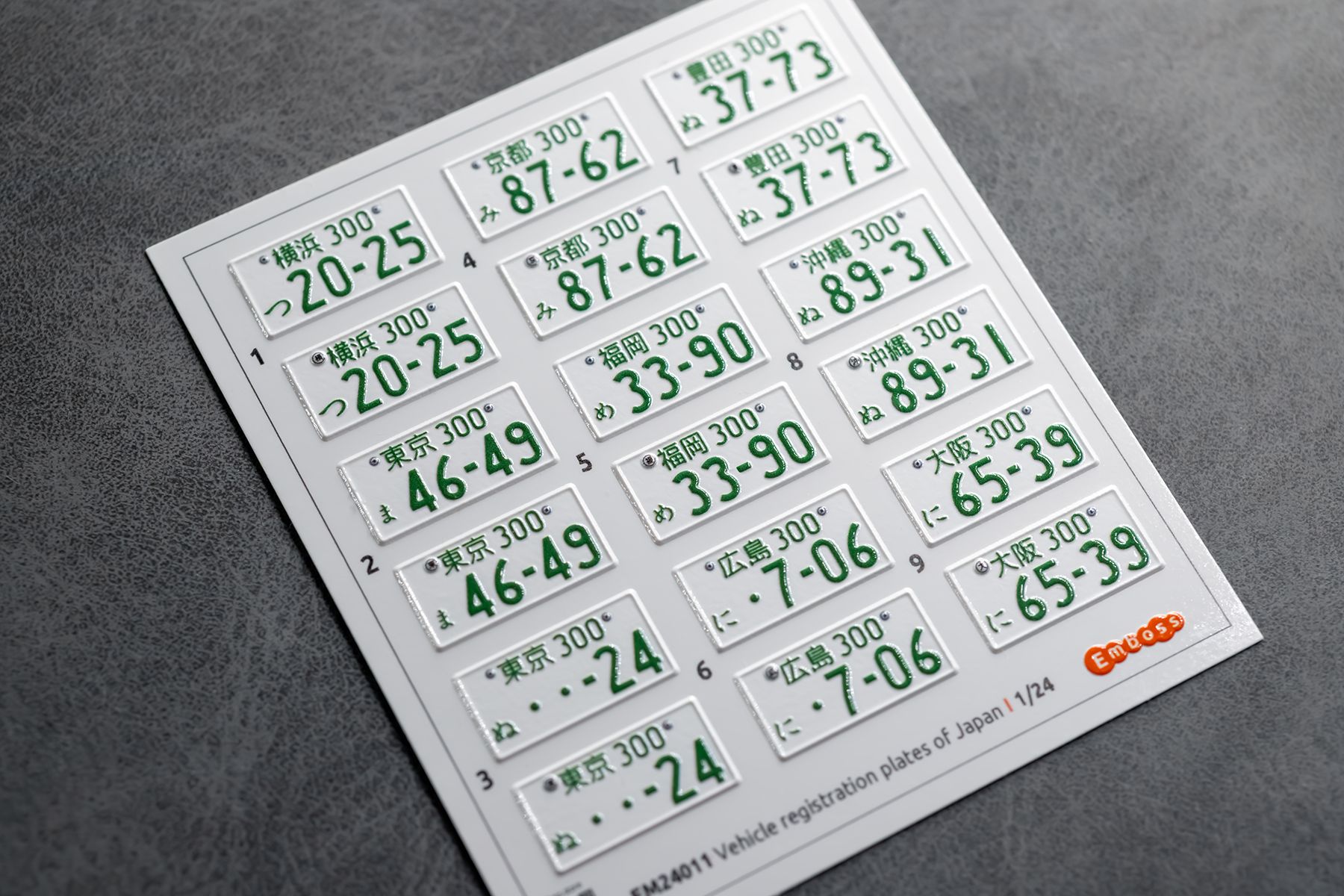 Japan vehicle registration plates 1 1/24 (3D decal)