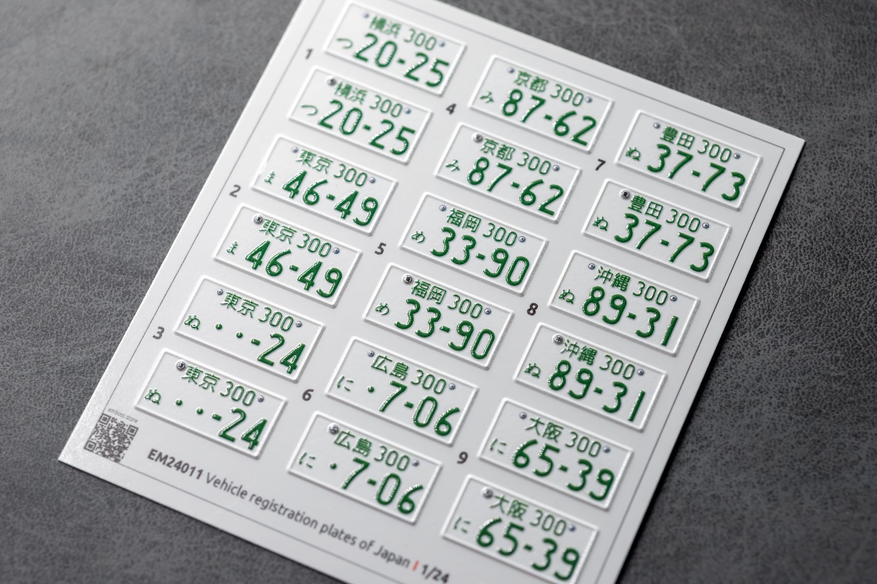 Japan vehicle registration plates 1 1/24 (3D decal)