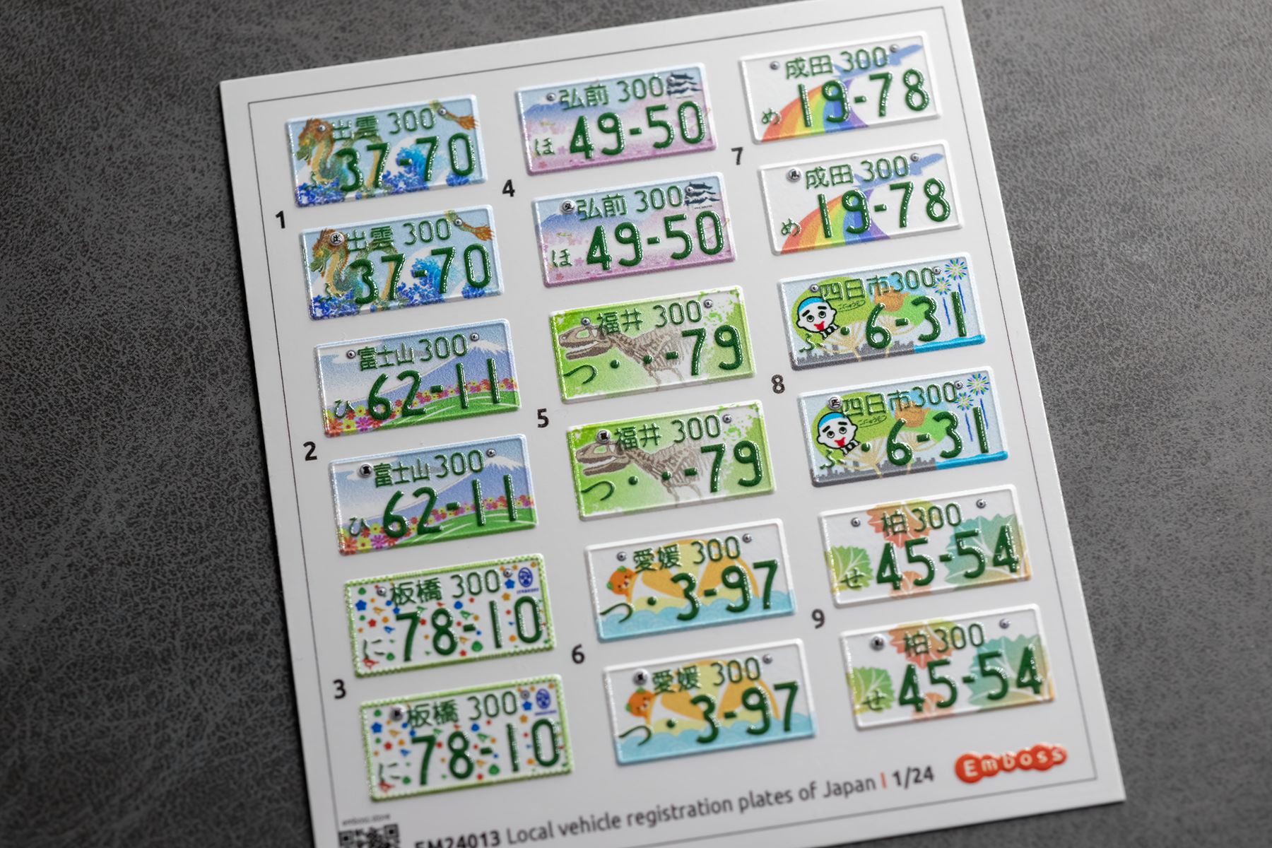 Local Japan vehicle registration plates 1 1/24 (3D decal)