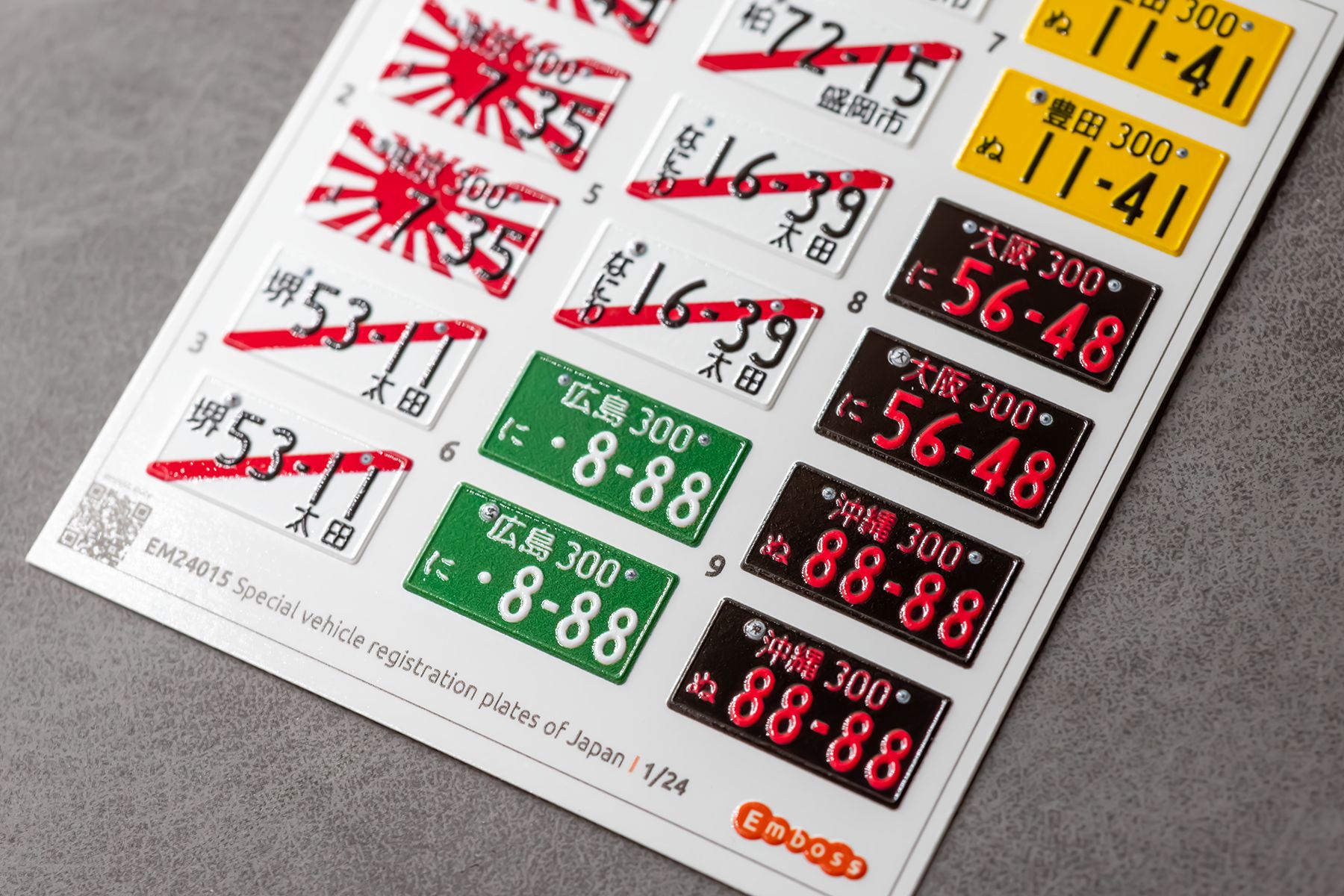 Special Japan vehicle registration plates 1 1/24 (3D decal)