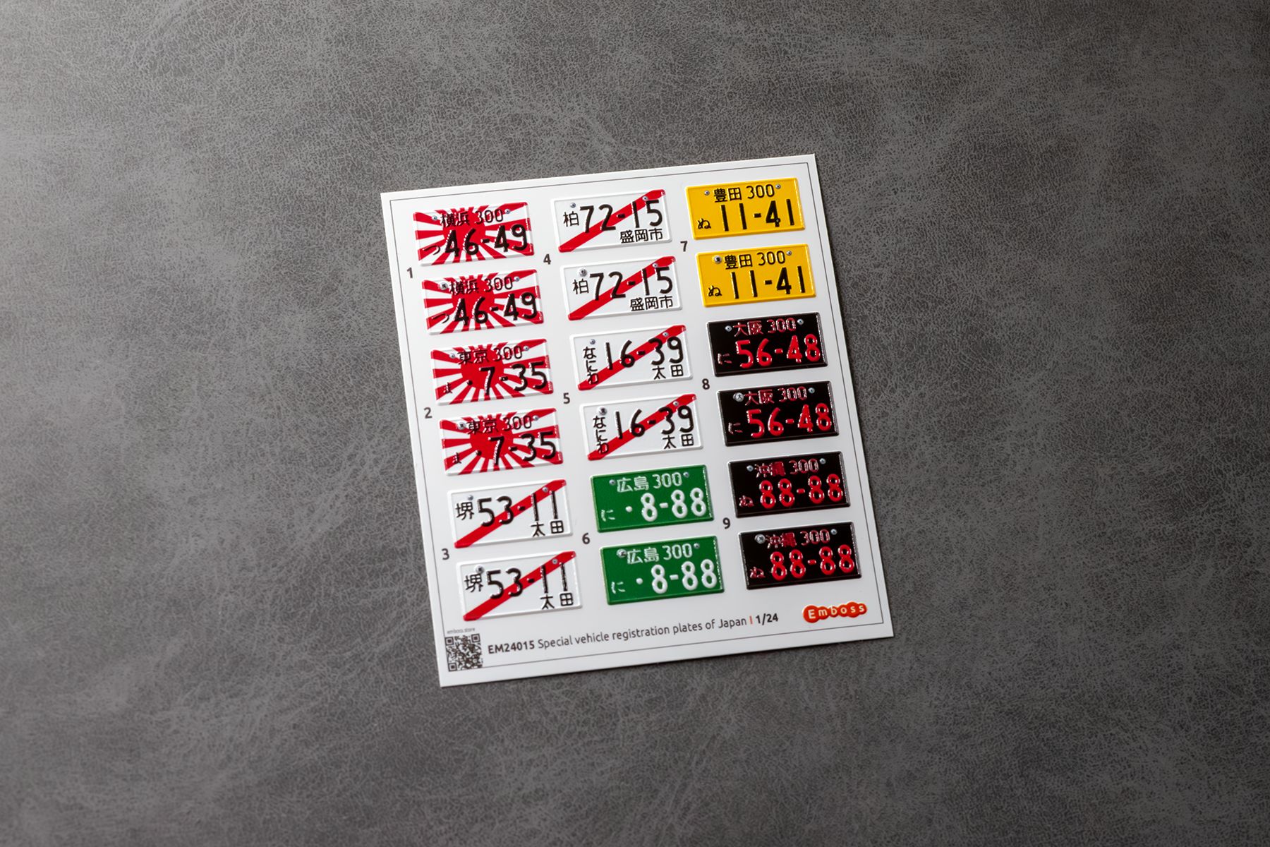 Special Japan vehicle registration plates 1 1/24 (3D decal)
