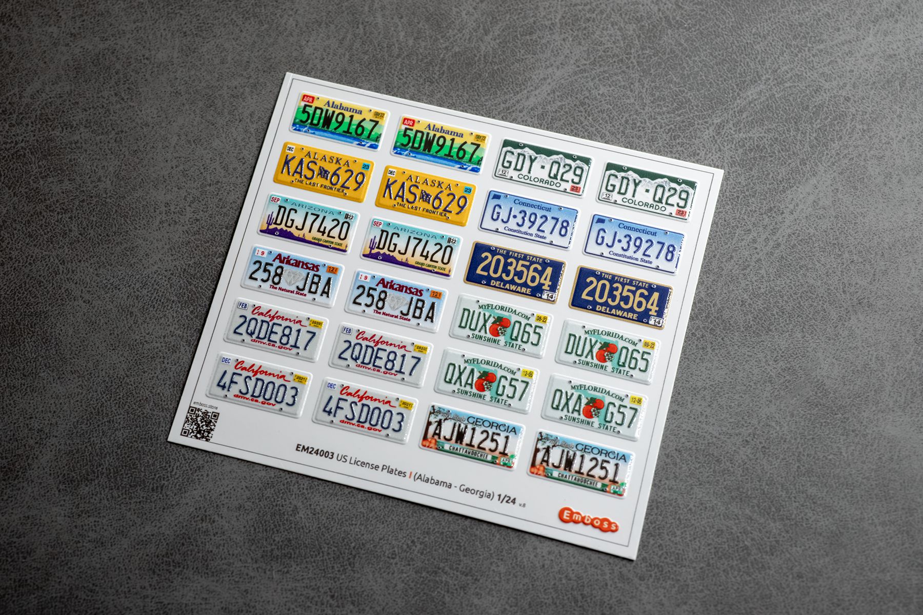 US vehicle registration plates 1 (Alabama-Georgia) 1/24 (3D decal)