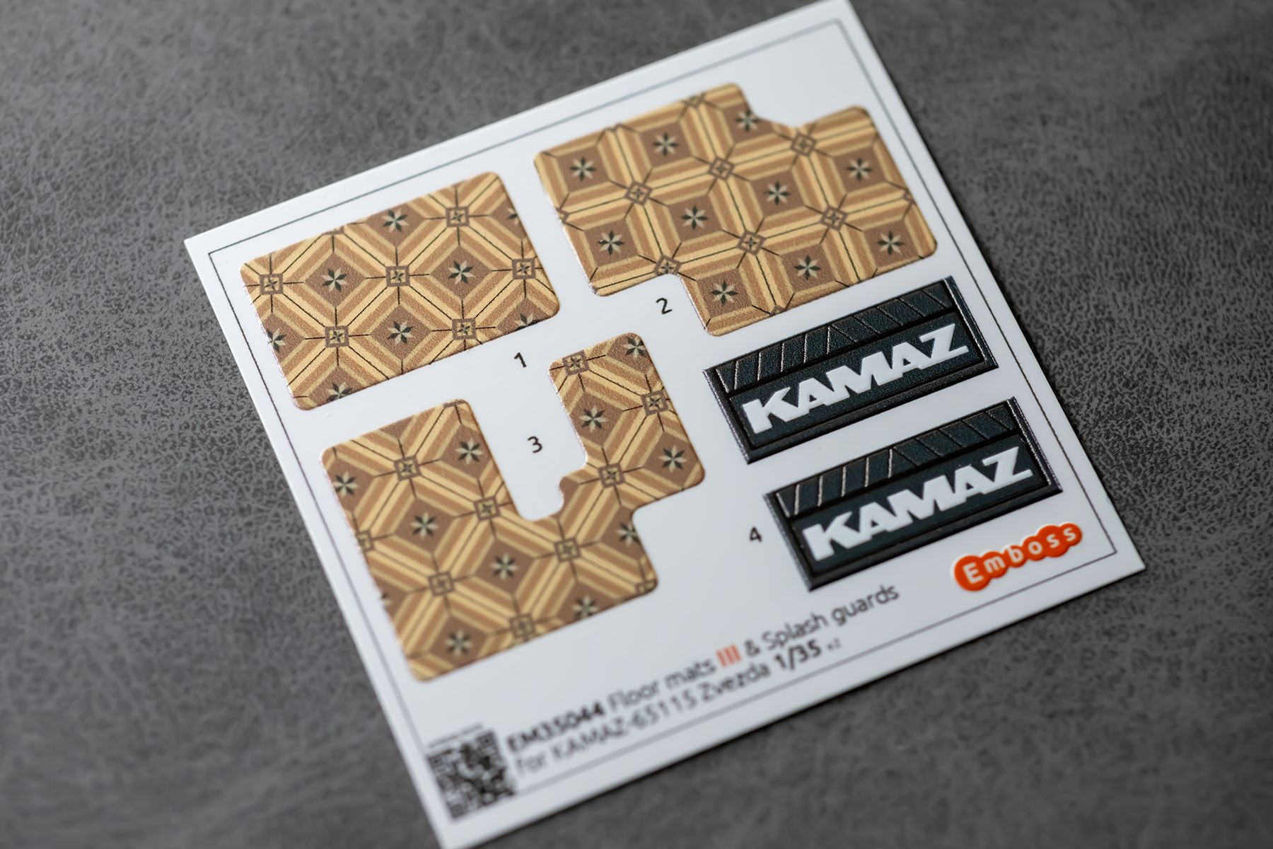 KAMAZ 65115 Floor mats linoleum and splash guards for Zvezda 3650 1/35 (3D decal)