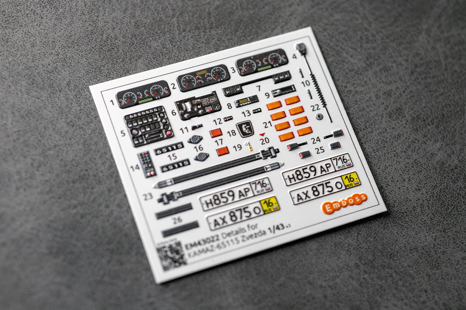 COMBO KAMAZ 65115 Details and Floor mats EVA with splash guards for Zvezda 43006 1/43 (3D decal)
