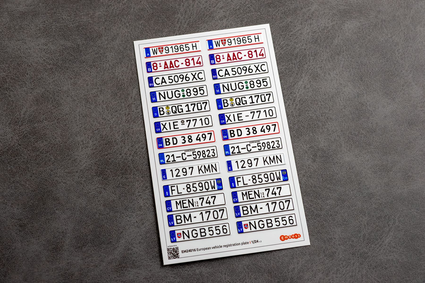 EU vehicle registration plates I 1/24 (3D decal)
