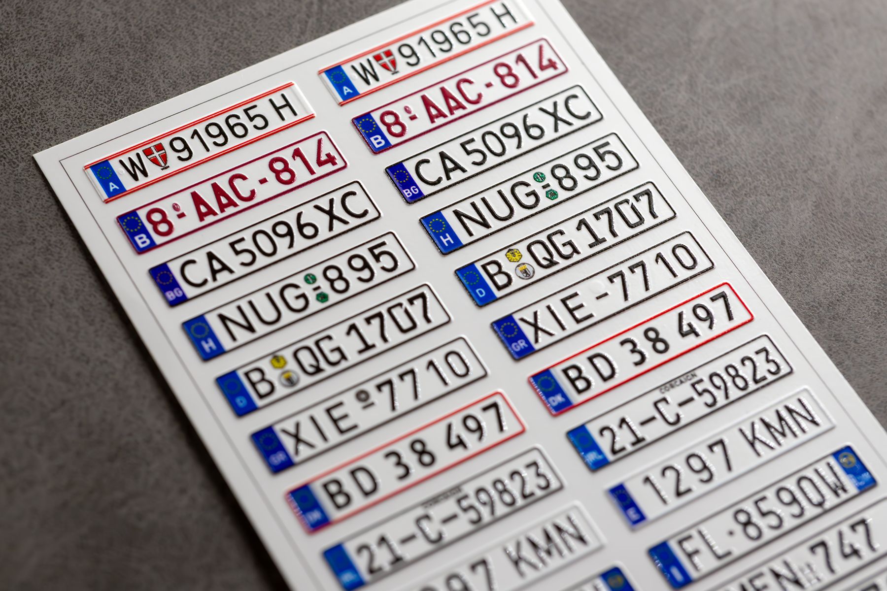 EU vehicle registration plates I 1/24 (3D decal)