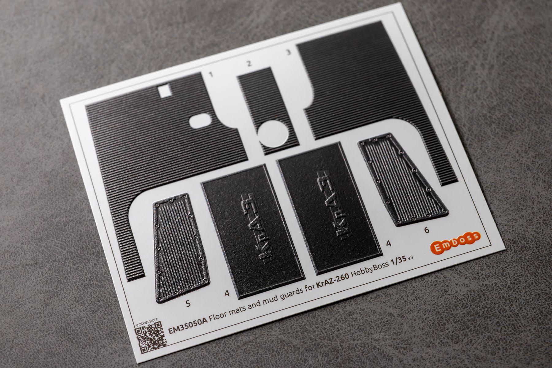 COMBO KrAZ 260 detail set and Floor mats with splash guards for HobbyBoss 1/35 (3D decal)