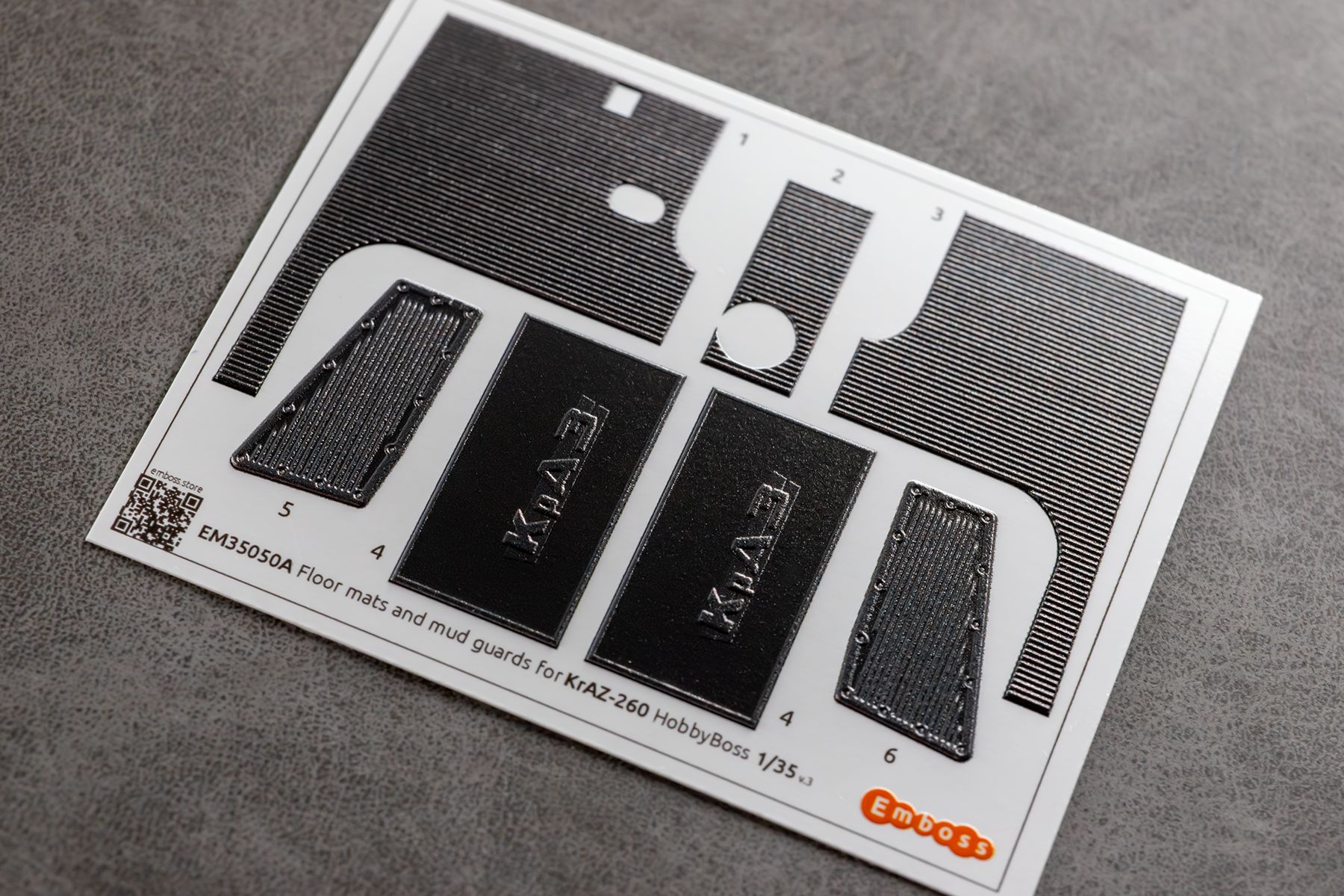 COMBO KrAZ 260 detail set and Floor mats with splash guards for HobbyBoss 1/35 (3D decal)