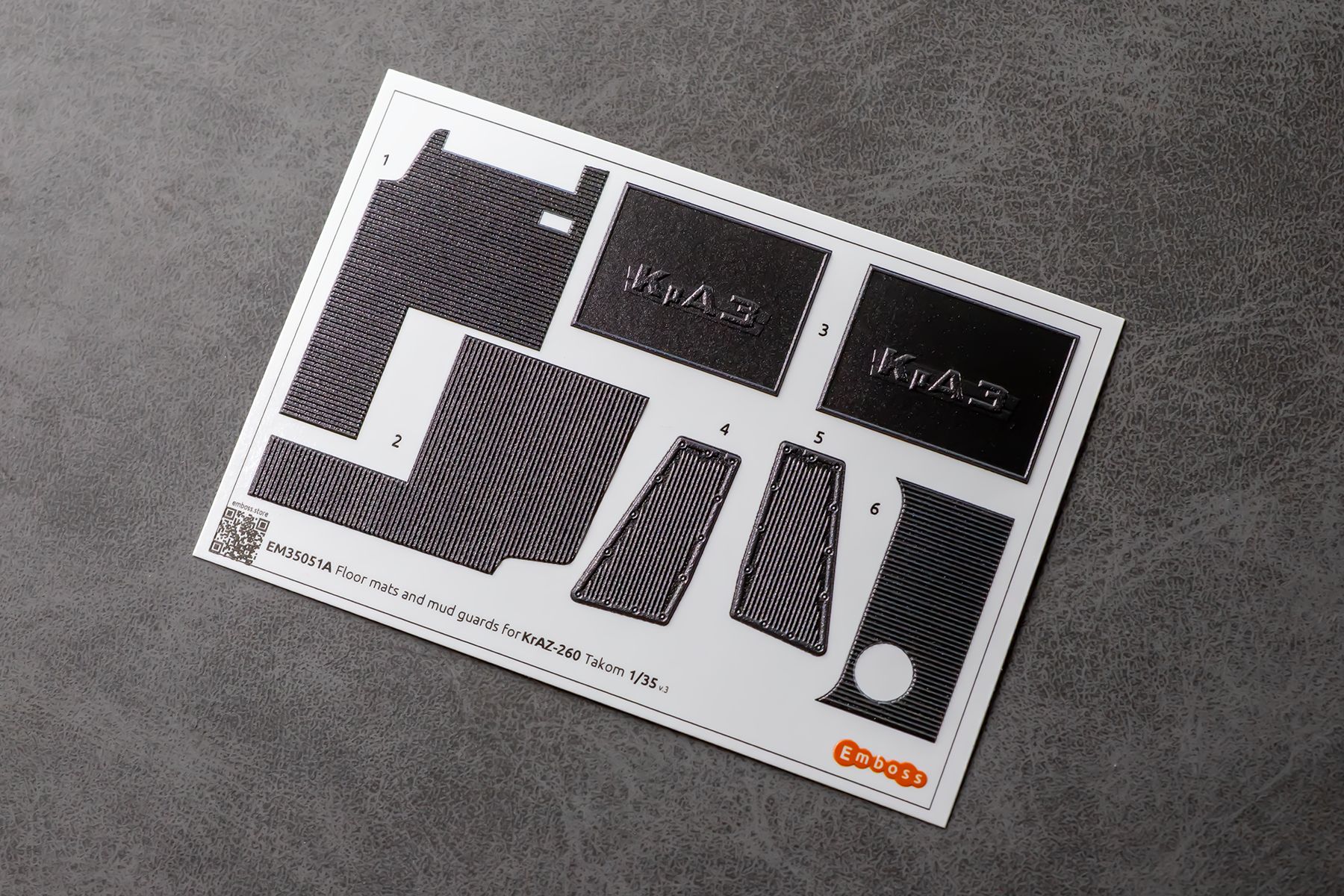 COMBO KrAZ 260 detail set and Floor mats with splash guards for Takom 1/35 (3D decal)