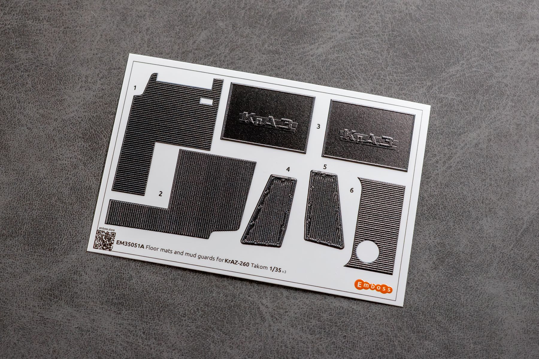 COMBO KrAZ 260 detail set and Floor mats with splash guards for Takom 1/35 (3D decal)