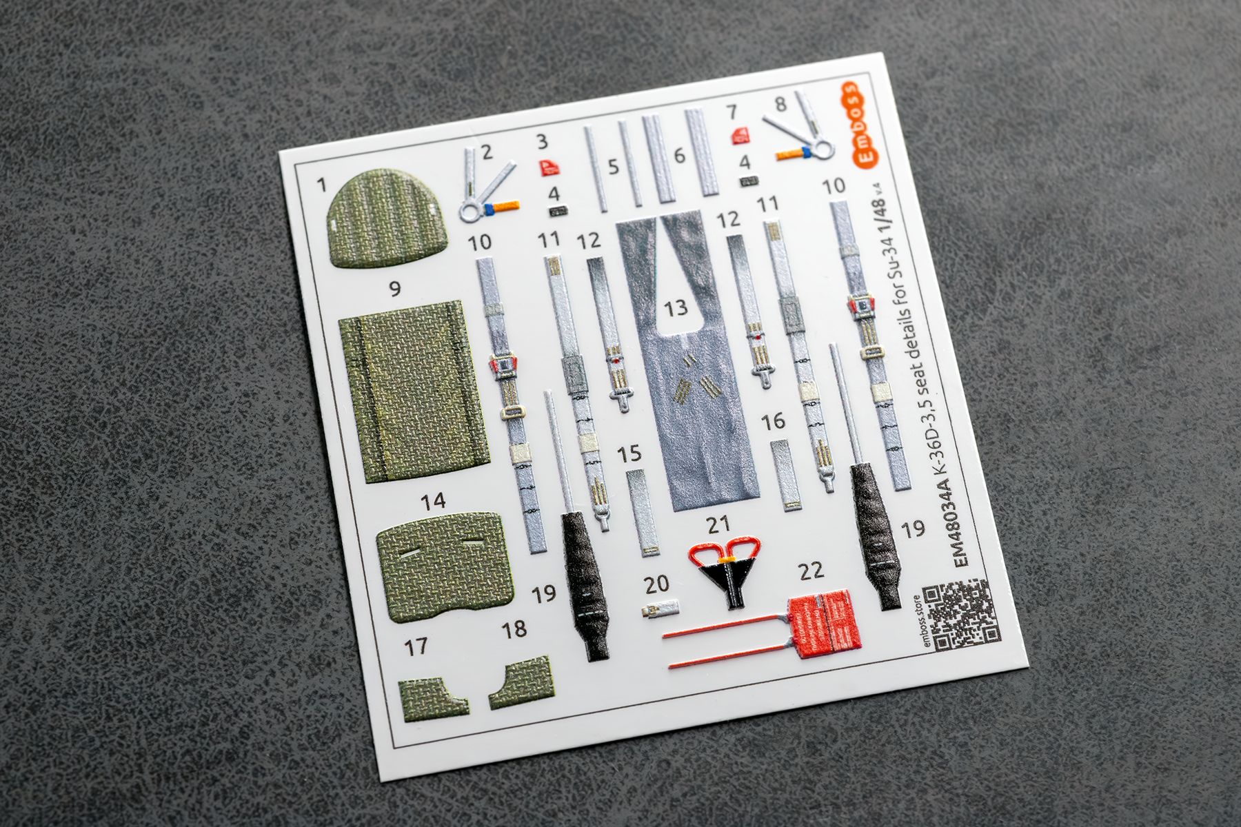 COMBO Su-34 Powered cockpit and seat details for Kittyhawk 1/48 (3d decals)