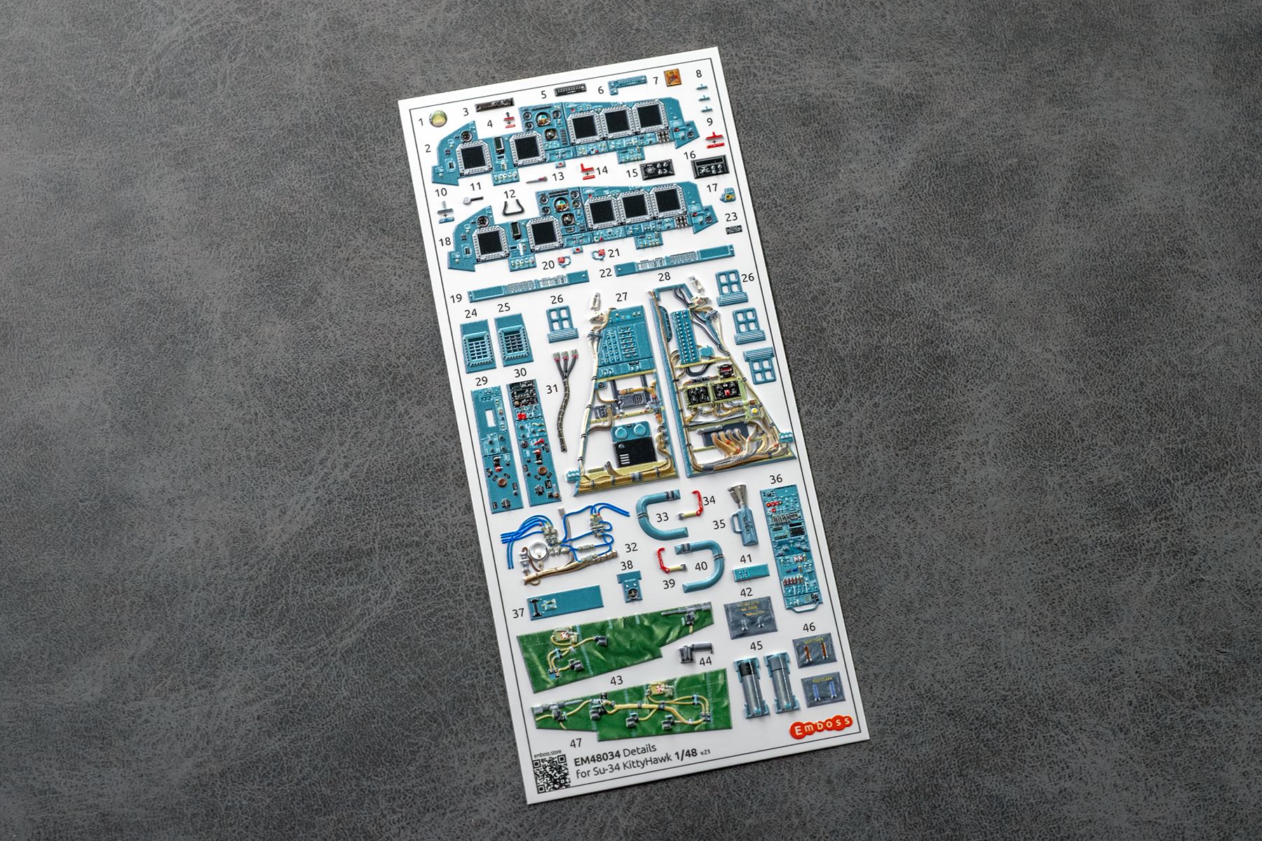 Su-34 Cockpit details for Kittyhawk 1/48 (3d decals)