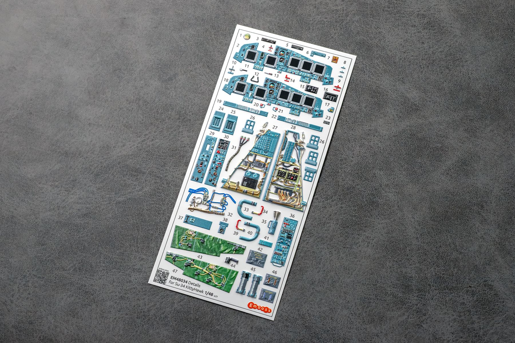 COMBO Su-34 Cockpit and seat details for Kittyhawk 1/48 (3d decals)