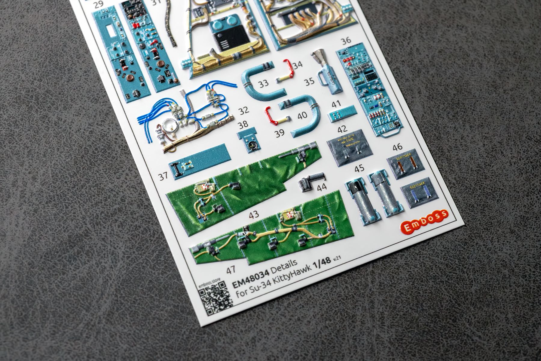 COMBO Su-34 Cockpit and seat details for Kittyhawk 1/48 (3d decals)