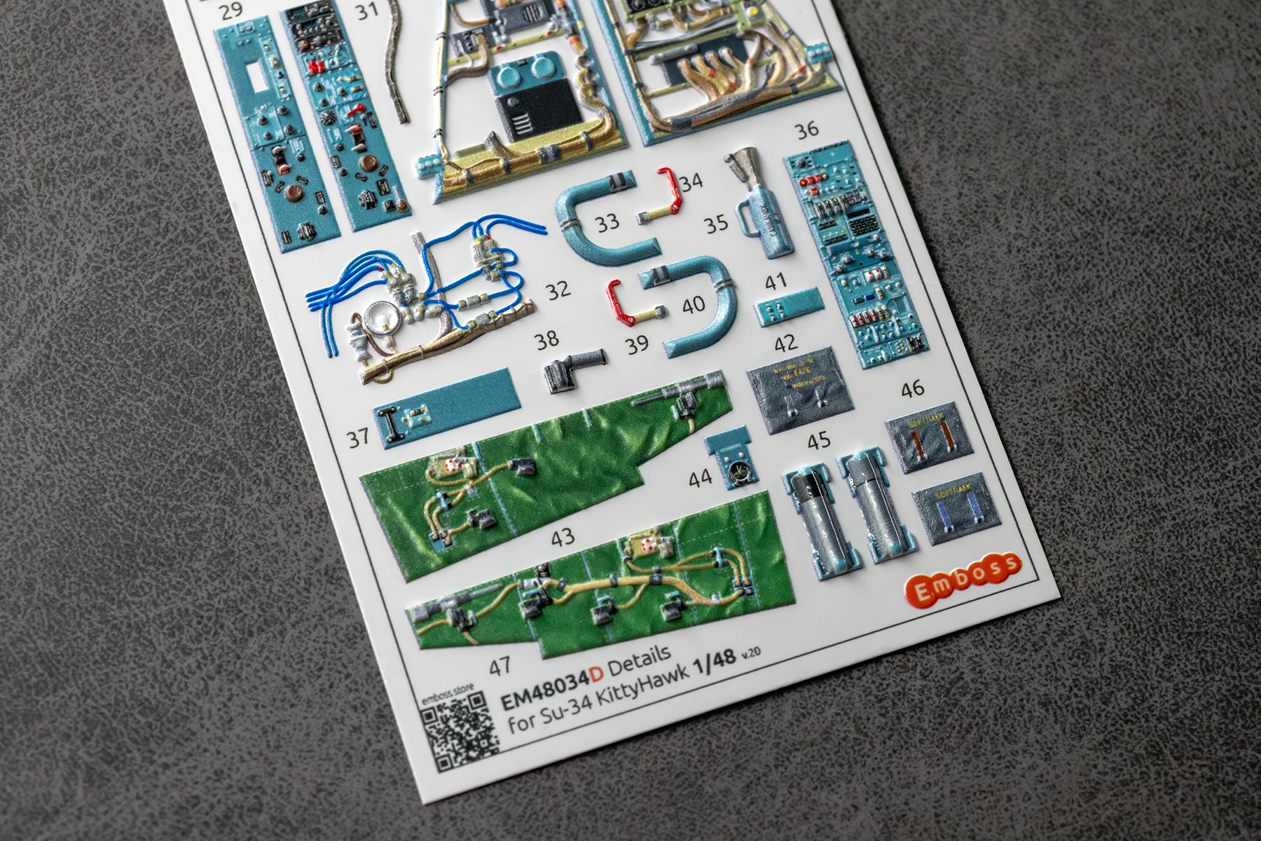COMBO Su-34 Powered cockpit and seat details for Kittyhawk 1/48 (3d decals)