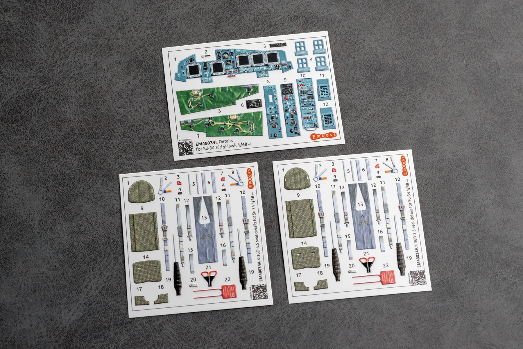 Su-34 COMBO Basic cabin details and K-36D-3.5 seats for KittyHawk/Zimi model 1/48 EM48034LС (3D decal)