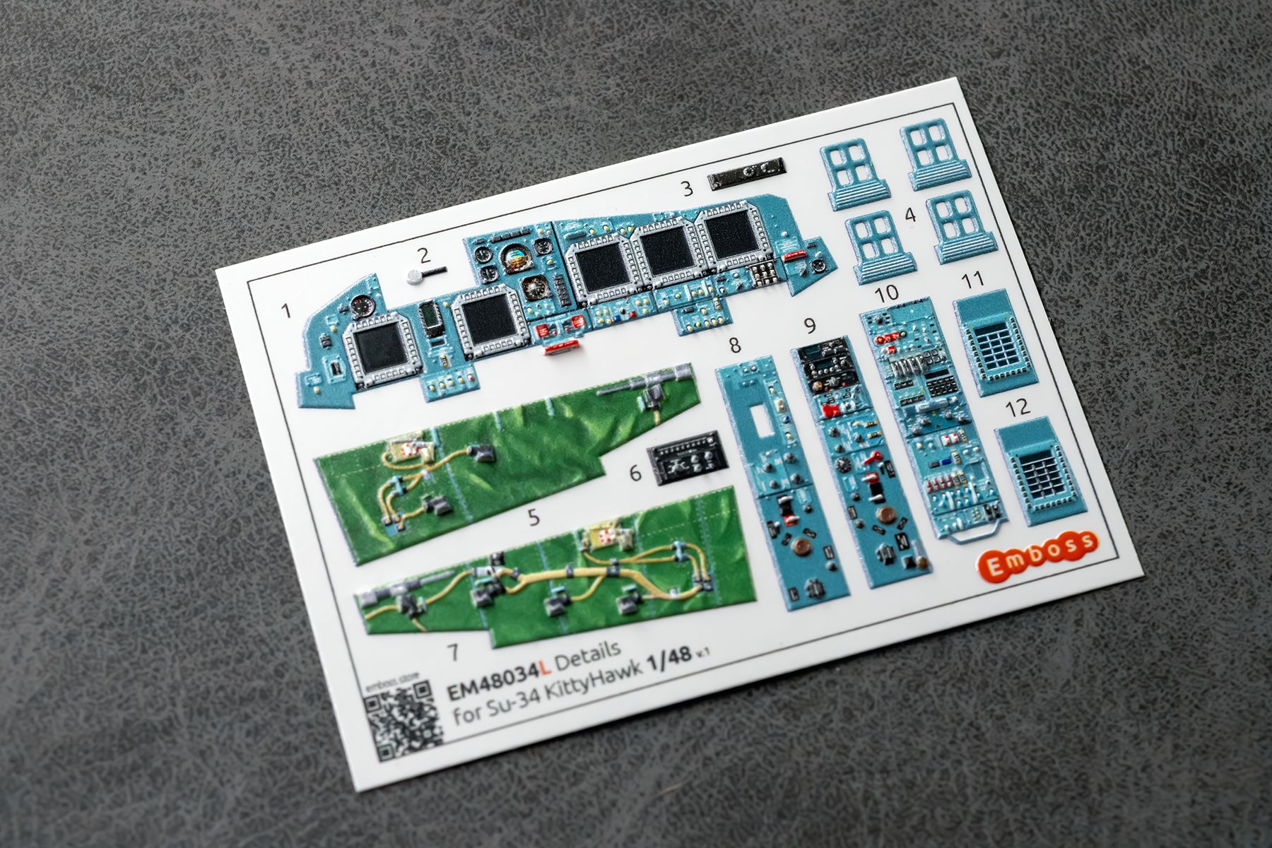 Su-34 Essential cockpit details for Kittyhawk 1/48 (3d decals)