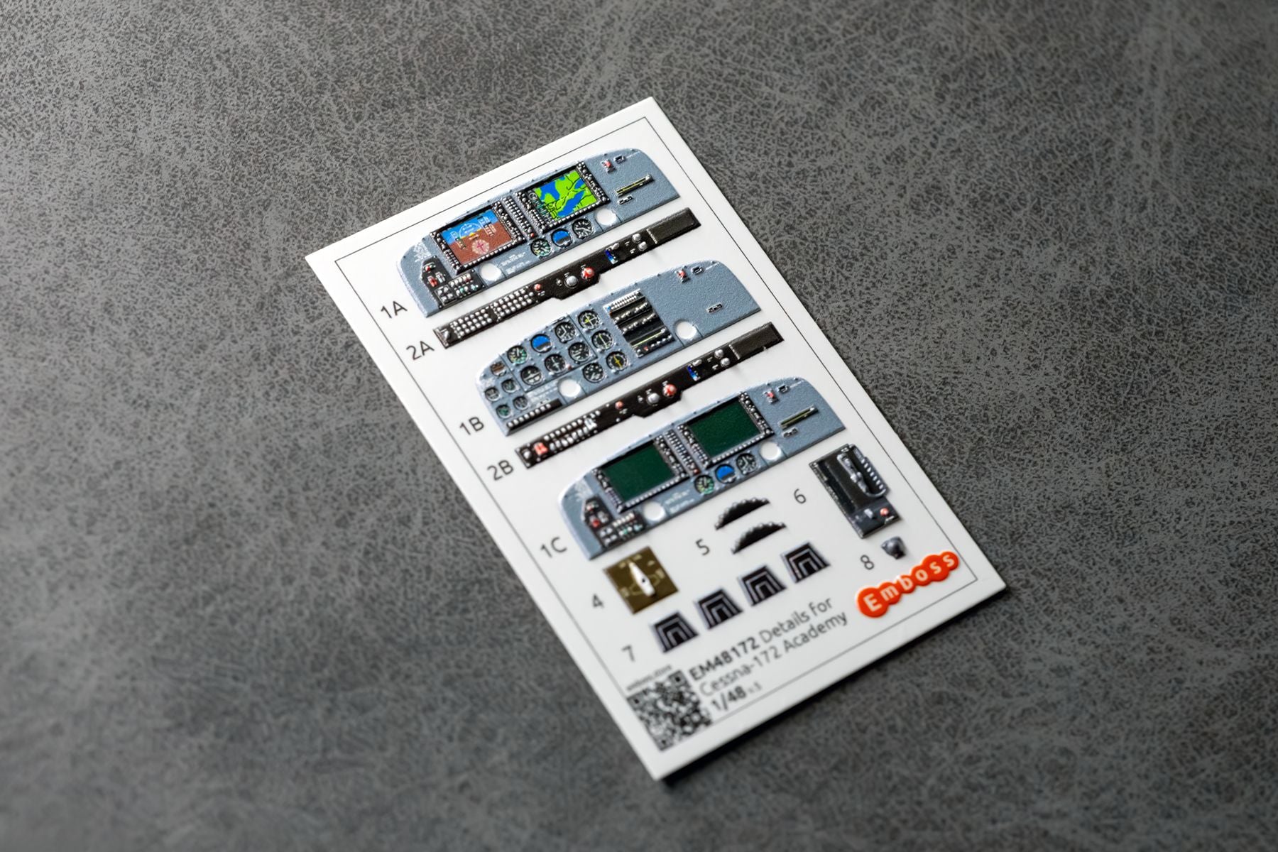Cessna 172 cockpit details and seatbelts for Academy 1/48 (3D decal)