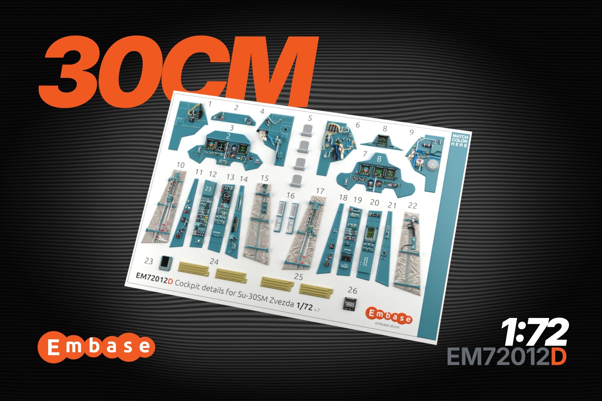 Su-30SM Powered cockpit details for Zvezda 1/72 (3D decal)