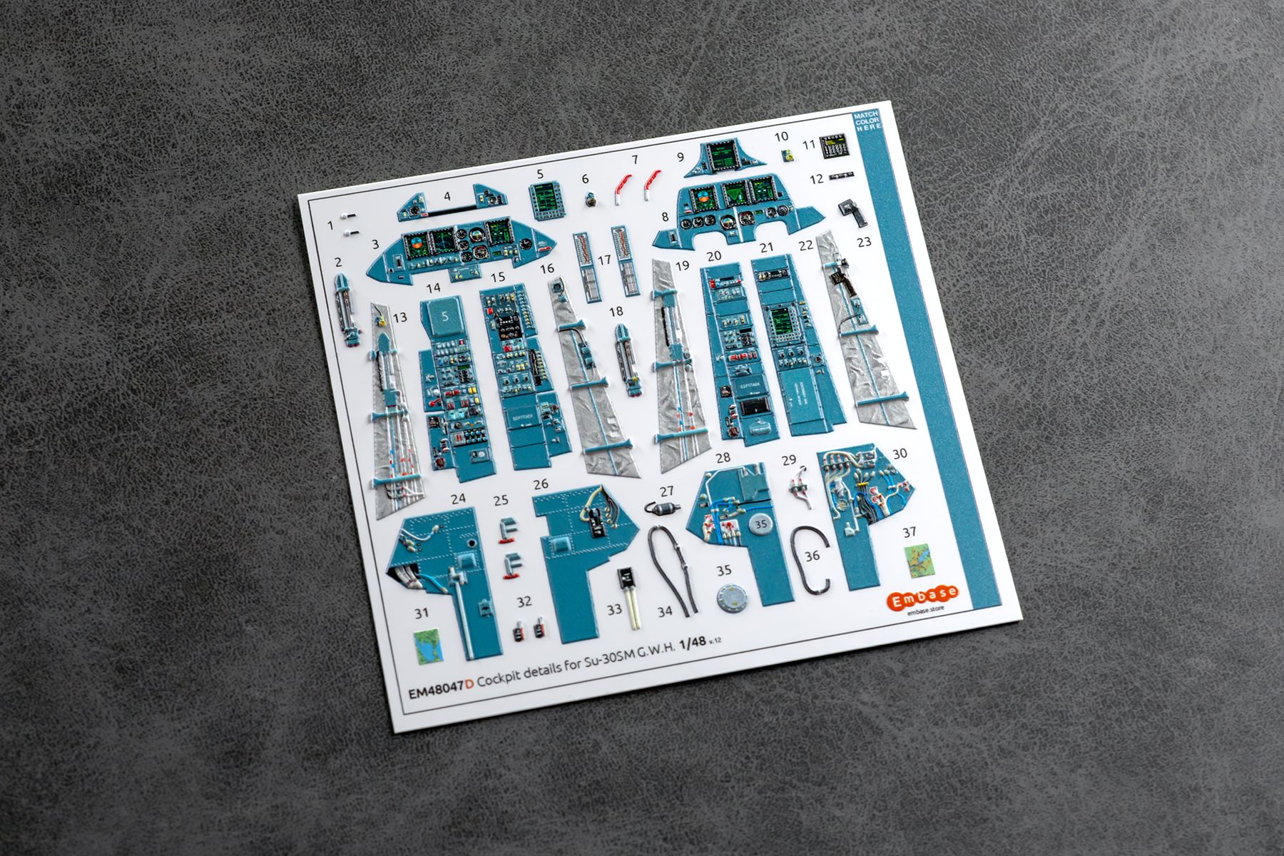Su-30SM Cockpit details with powered displays for G.W.H. 4824 1/48 (3D decal)