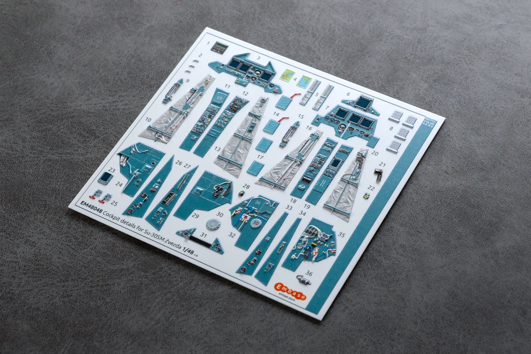 Su-30SM Cockpit details for Zvezda 1/48 (3D decal)