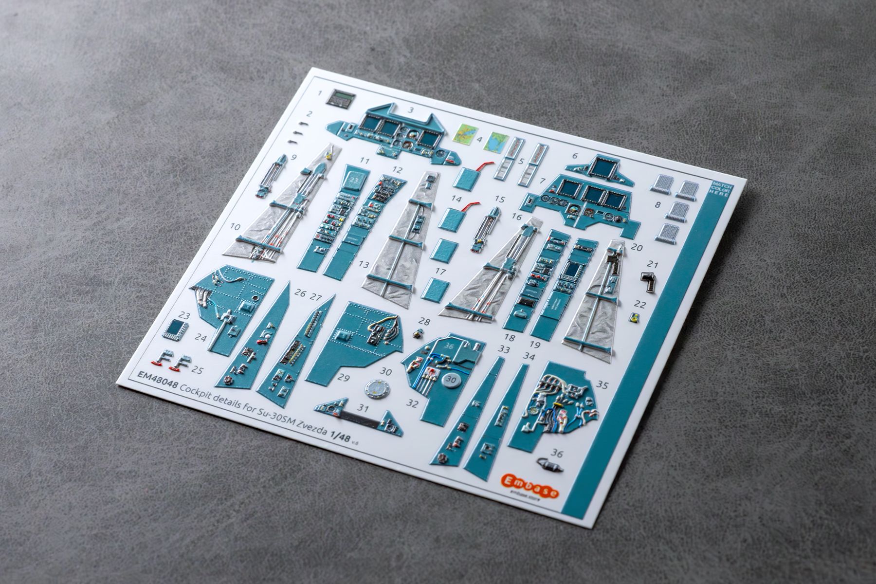 Su-30SM Cockpit details for Zvezda 1/48 (3D decal)