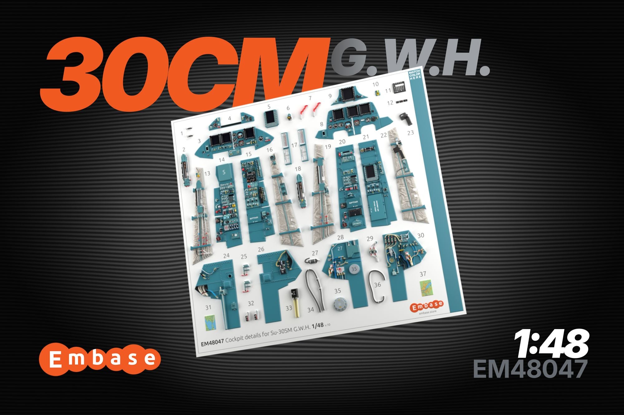 Su-30SM Cockpit details for G.W.H. 1/48 (3D decal)