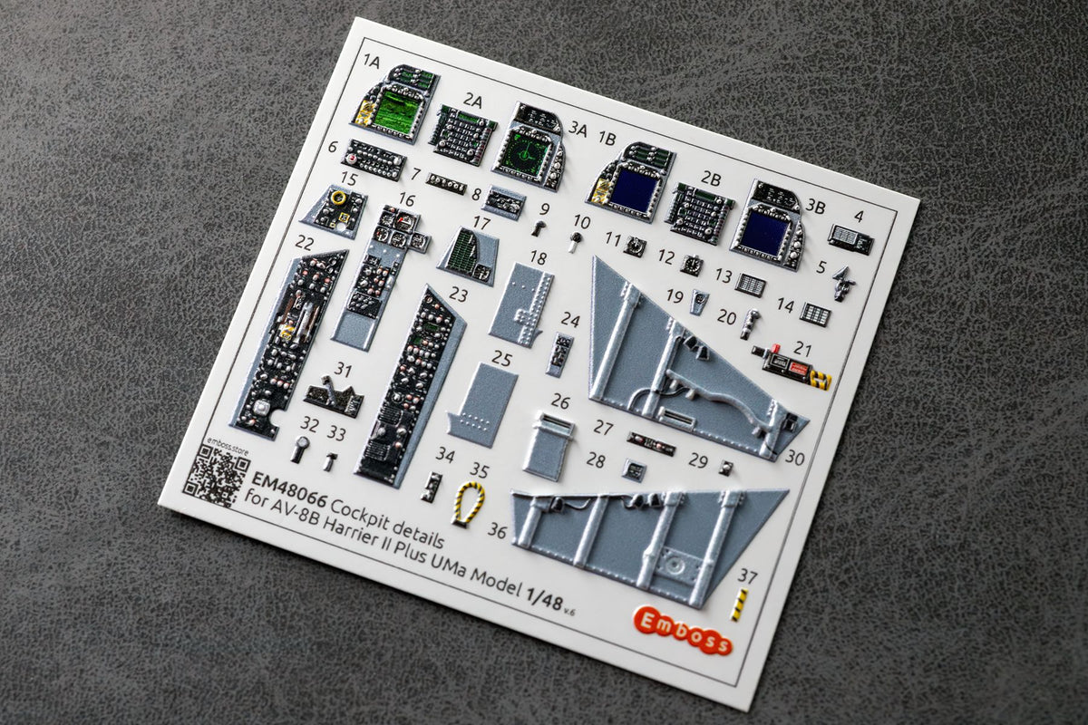 AV - 8B Harrier II+ Cockpit details for Uma models 1/48 (3D decal) - imodeller.store
