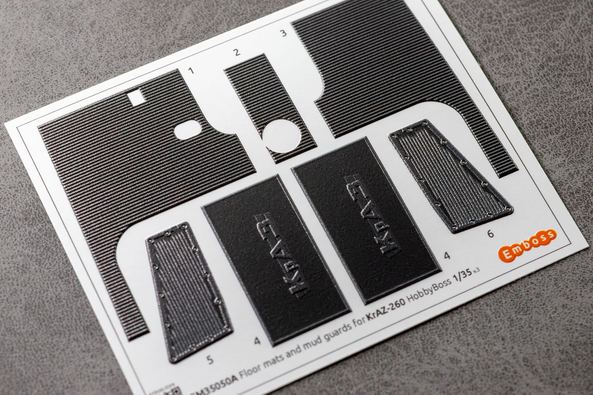 COMBO KrAZ 260 detail set and Floor mats with splash guards for HobbyBoss 1/35 (3D decal) - imodeller.store
