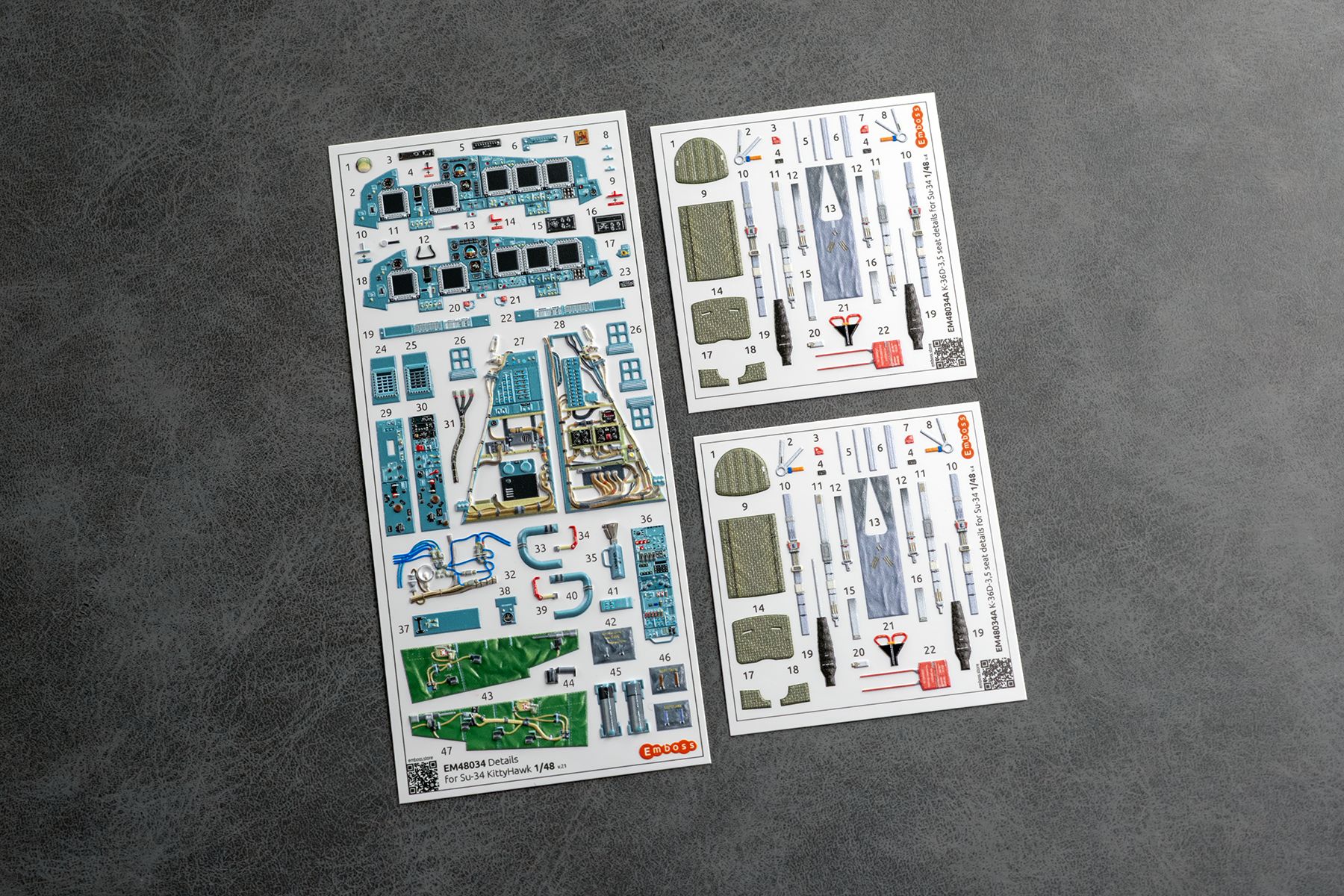 COMBO Su - 34 Cockpit and seat details for Kittyhawk 1/48 (3d decals) - imodeller.store
