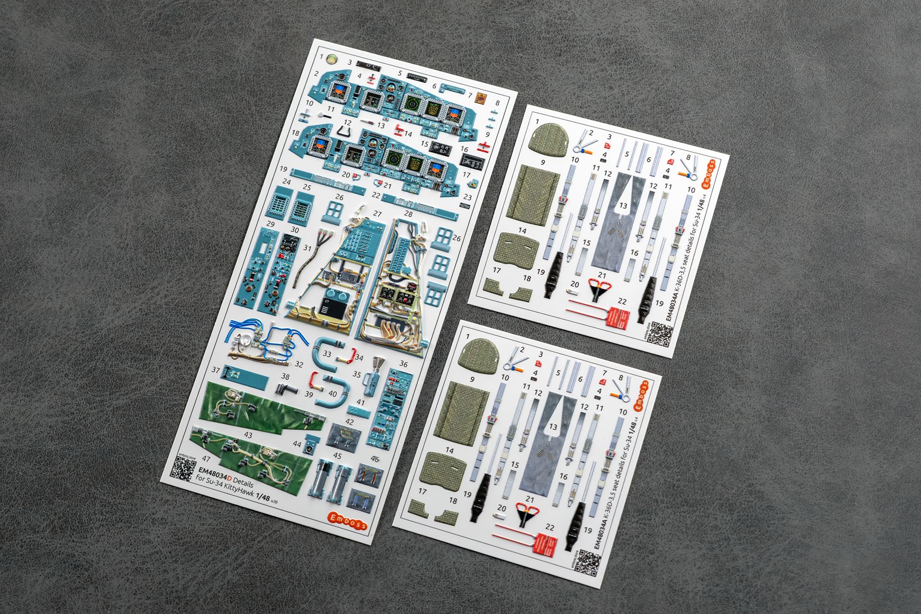 COMBO Su - 34 Powered cockpit and seat details for Kittyhawk 1/48 (3d decals) - imodeller.store