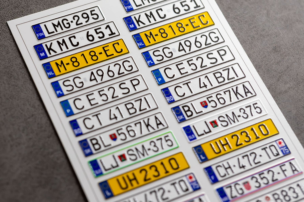 EU vehicle registration plates 2 1/24 (3D decal) - imodeller.store