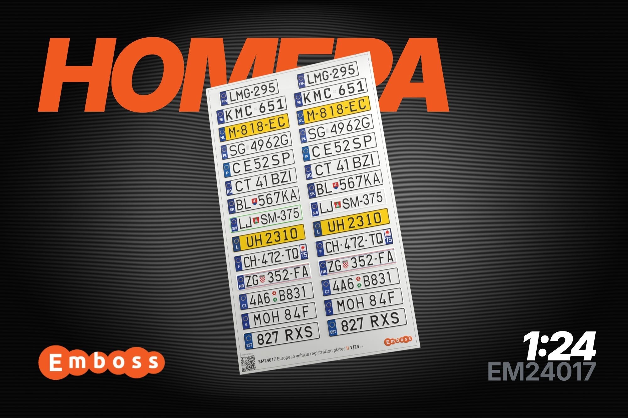 EU vehicle registration plates 2 1/24 (3D decal) - imodeller.store