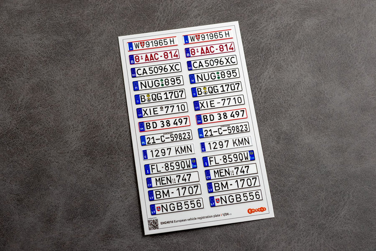 EU vehicle registration plates I 1/24 (3D decal) - imodeller.store