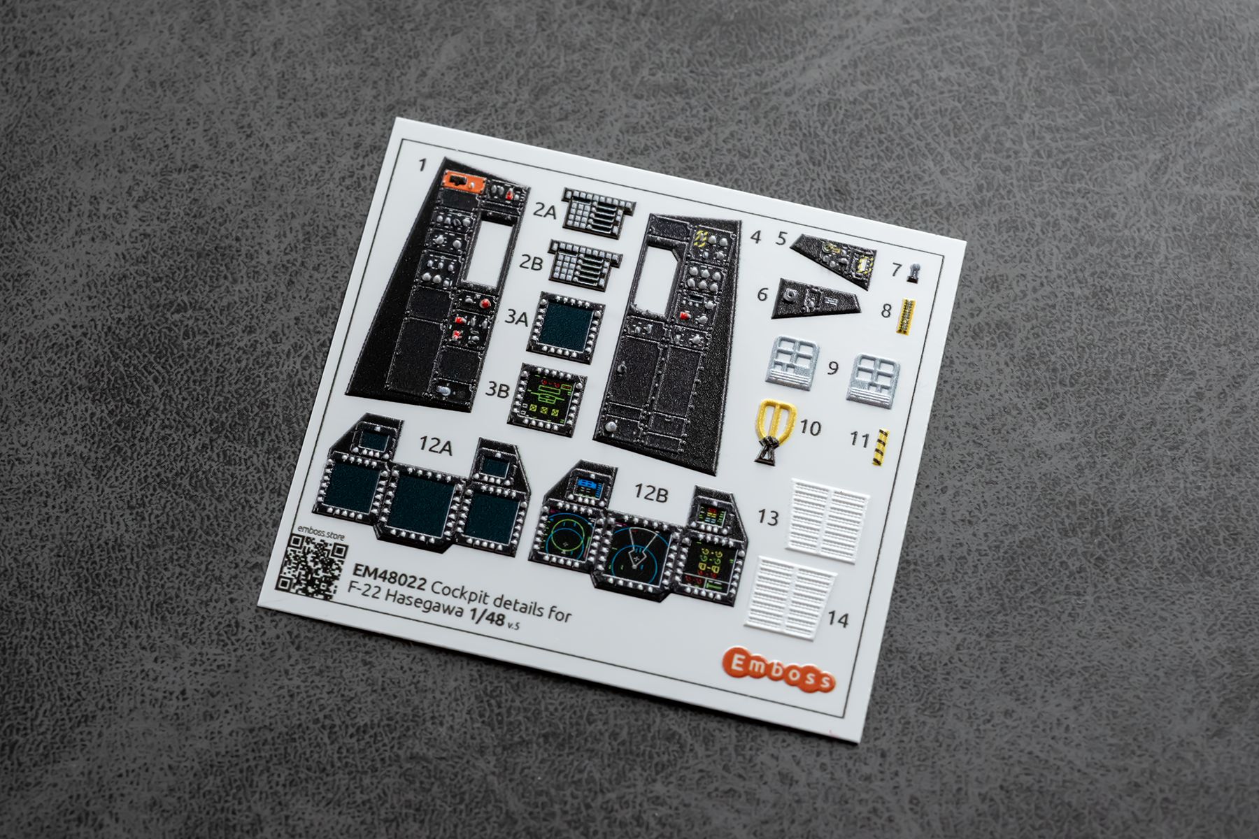 F - 22 Relief details for Hasegawa model 1/48 EM48022 (3D decal) - imodeller.store