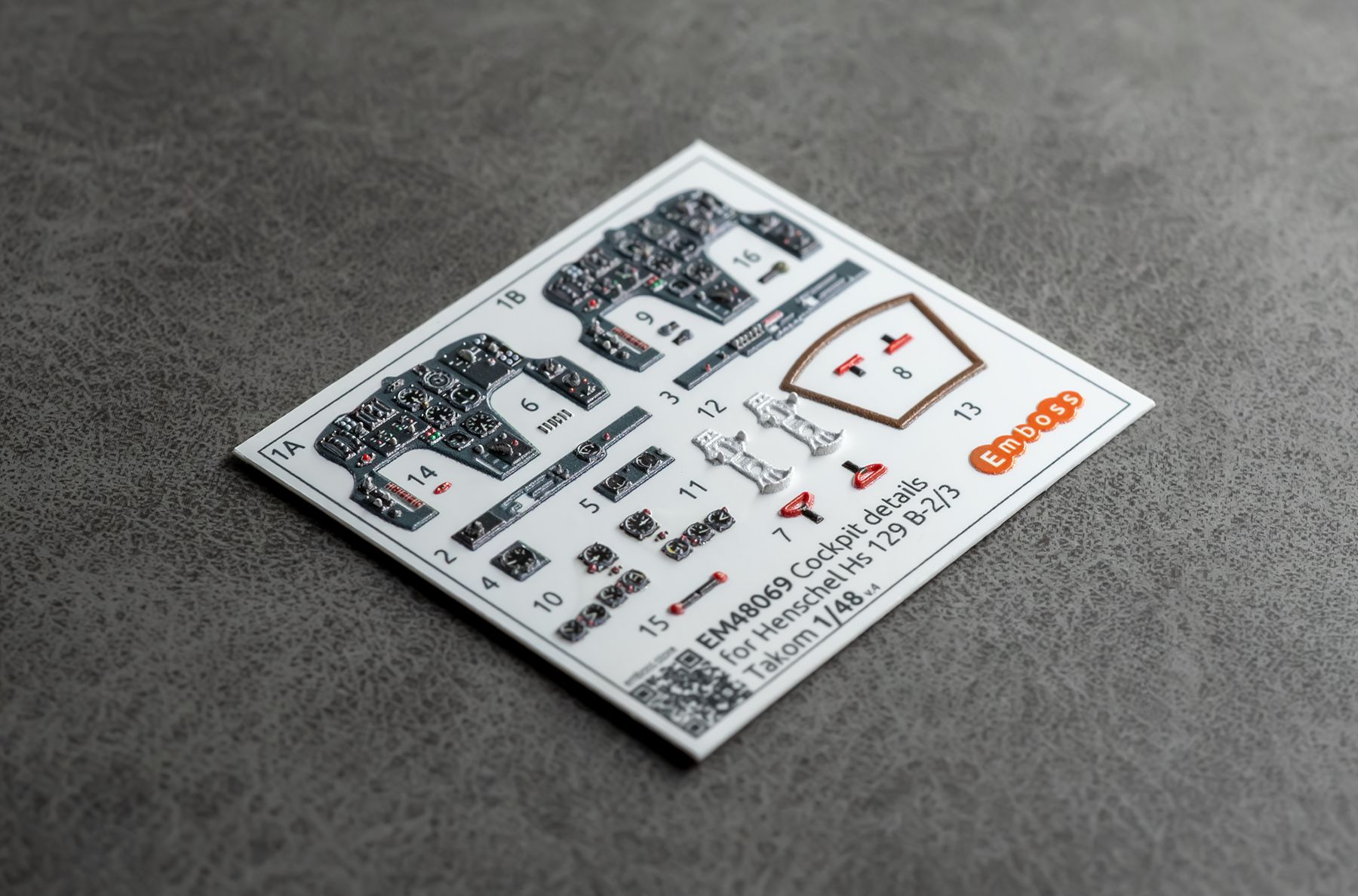 Henschel HS 129 B2/B3 cockpit details for Takom 1/48 (3D decal) - imodeller.store