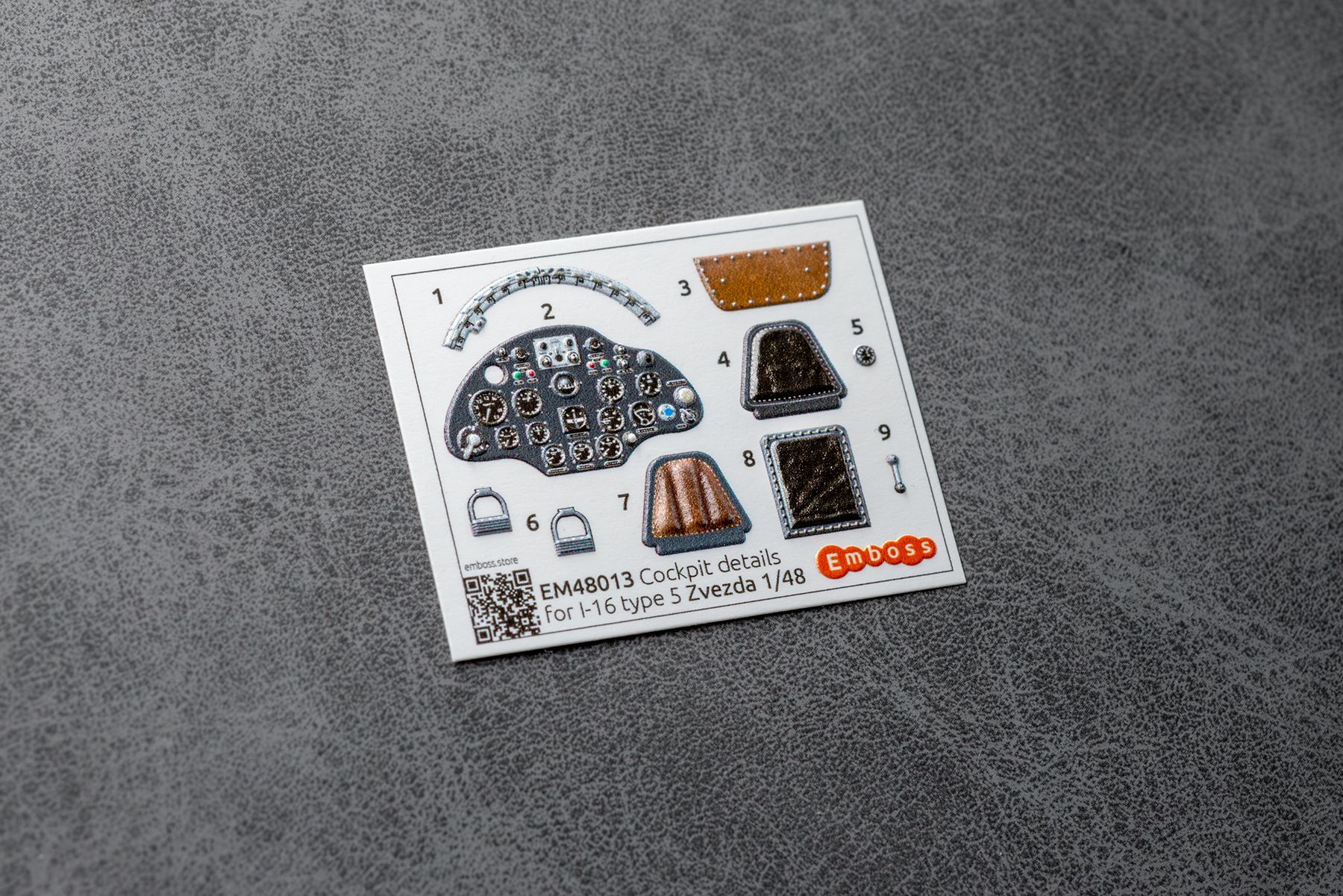 I - 16 Type 5 cockpit details set for Zvezda 4832 1/48 (3D decal) - imodeller.store