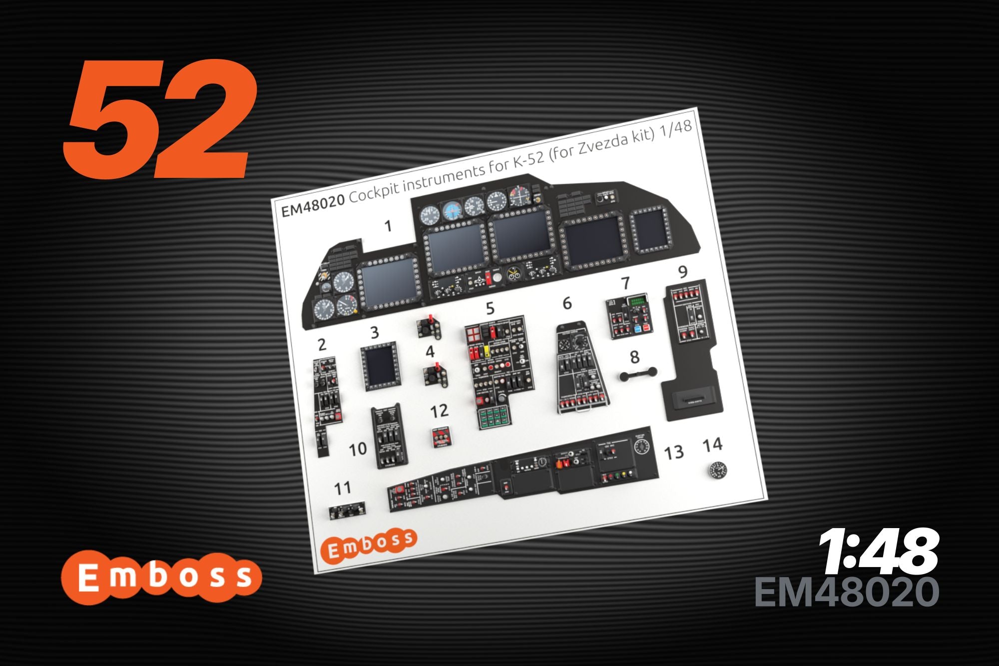 Ka - 52 Cockpit panels for Zvezda 4830 1/48 (3D decal) - imodeller.store
