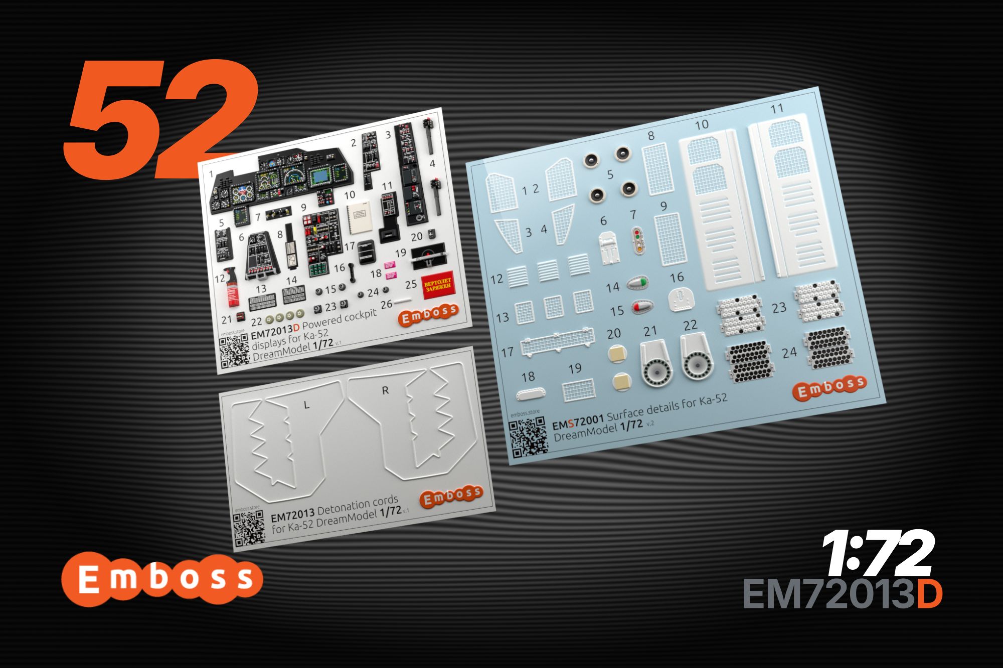 Ka - 52 Details set "powered cockpit" for DreamModel 1/72 (3D decal) - imodeller.store